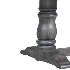 HomeRoots 88" Solid Wood Trestle Base Dining Table for Timeless Style and Comfort in Any Dining Space Gray 318899