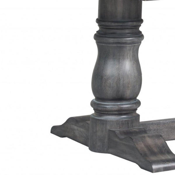 HomeRoots 88" Solid Wood Trestle Base Dining Table for Timeless Style and Comfort in Any Dining Space Gray 318899