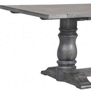 HomeRoots 88" Solid Wood Trestle Base Dining Table for Timeless Style and Comfort in Any Dining Space Gray 318899