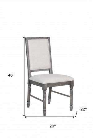 Homeroots Set Of Two Cream And Gray Upholstered Linen Dining Side Chairs  Wood 318900