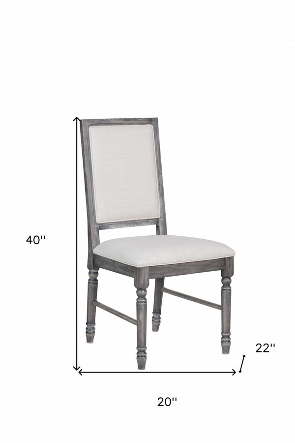 Homeroots Set Of Two Cream And Gray Upholstered Linen Dining Side Chairs  Wood 318900