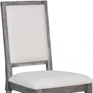 Homeroots Set Of Two Cream And Gray Upholstered Linen Dining Side Chairs  Wood 318900