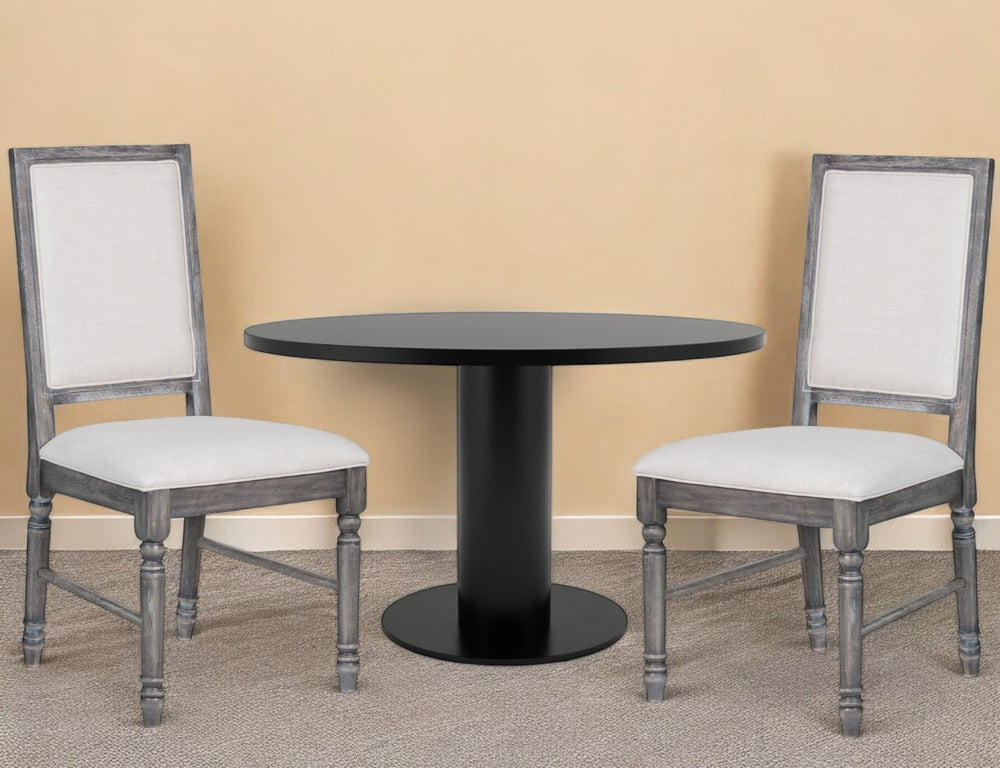 Homeroots Set Of Two Cream And Gray Upholstered Linen Dining Side Chairs  Wood 318900