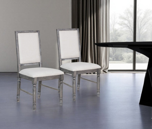 HomeRoots Set of Two Elegant Cream Linen Dining Chairs with Gray Legs - Versatile Modern Home Seating 318900