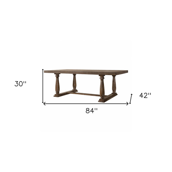 Homeroots 84" Brown Solid Wood Trestle Base Dining Table Oak  318902