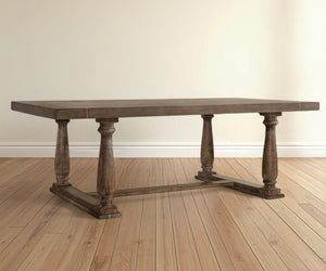 Homeroots 84" Brown Solid Wood Trestle Base Dining Table Oak  318902