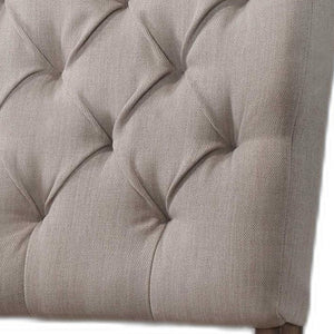 Homeroots Set Of Two Tufted Cream And Brown Upholstered Linen Open Back Dining Side Chairs  Wood 318903