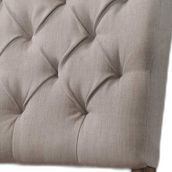 Homeroots Set Of Two Tufted Cream And Brown Upholstered Linen Open Back Dining Side Chairs  Wood 318903