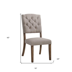 HomeRoots Set of Two Elegant Tufted Cream Linen Dining Chairs with Open Back Design for Stylish Spaces 318903