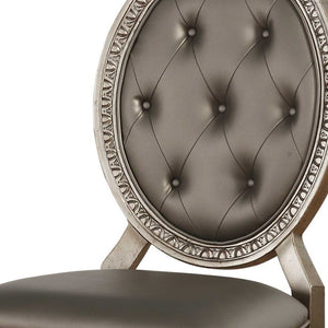 Homeroots Set Of Two Tufted Champagne Upholstered Faux Leather Dining Side Chairs  Wood 318906