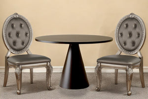 Homeroots Set Of Two Tufted Champagne Upholstered Faux Leather Dining Side Chairs  Wood 318906