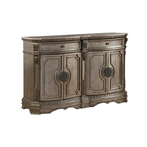 HomeRoots 68" Champagne Solid Wood Server with Marble Top - Elegant Storage Solution for Any Room Decor 318909