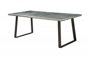 Homeroots 78" Silver And Gray Aluminum And Metal Sled Base Dining Table   318910