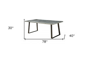 Homeroots 78" Silver And Gray Aluminum And Metal Sled Base Dining Table   318910
