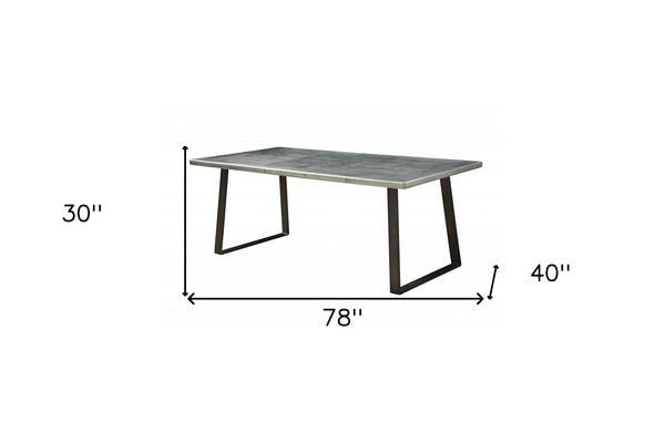 Homeroots 78" Silver And Gray Aluminum And Metal Sled Base Dining Table   318910