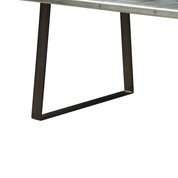 Homeroots 78" Silver And Gray Aluminum And Metal Sled Base Dining Table   318910