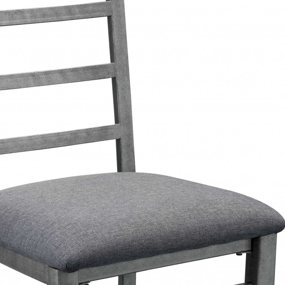 HomeRoots Set of Two Gray Upholstered Ladder Back Dining Chairs for Comfort and Modern Versatility in Decor 318917