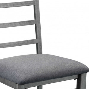 HomeRoots Set of Two Gray Upholstered Ladder Back Dining Chairs for Comfort and Modern Versatility in Decor 318917