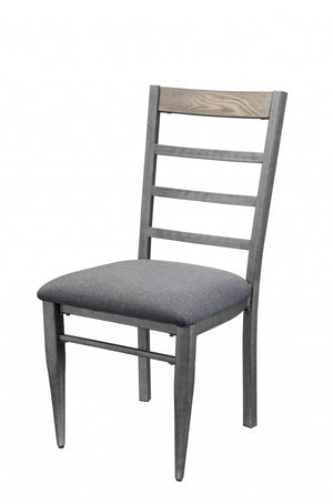 HomeRoots Set of Two Gray Upholstered Ladder Back Dining Chairs for Comfort and Modern Versatility in Decor 318917