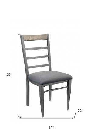 HomeRoots Set of Two Gray Upholstered Ladder Back Dining Chairs for Comfort and Modern Versatility in Decor 318917