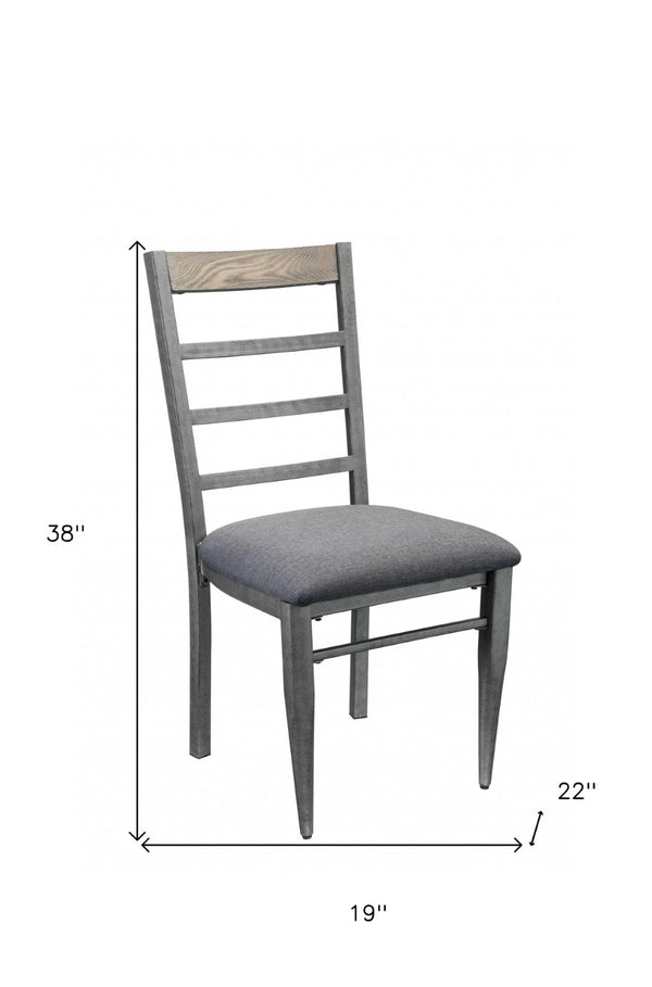HomeRoots Set of Two Gray Upholstered Ladder Back Dining Chairs for Comfort and Modern Versatility in Decor 318917