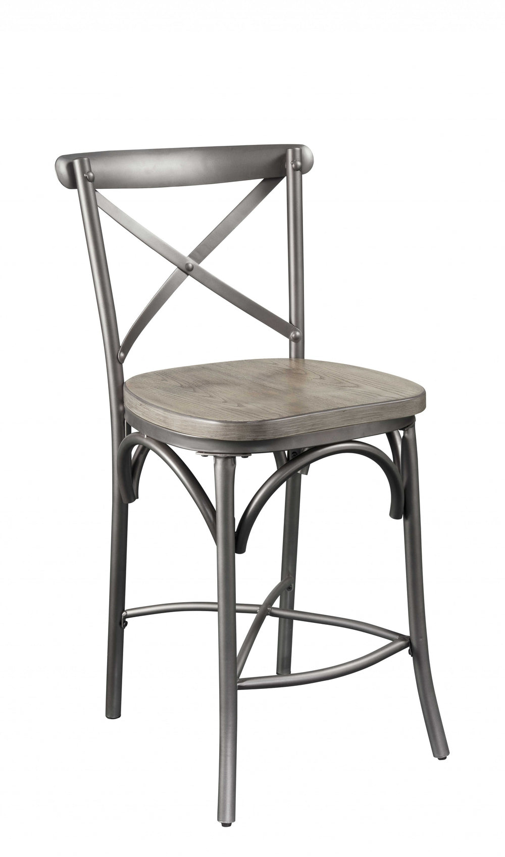Homeroots Set Of Two Gray Metal Counter Height Bar Chairs   318930