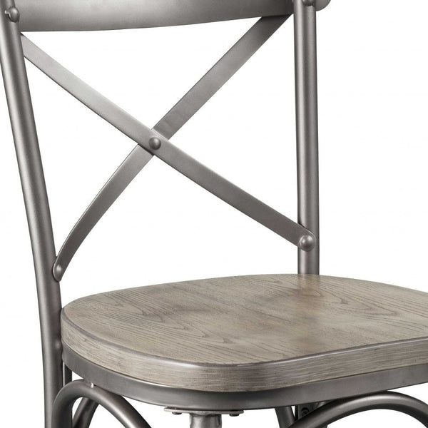 Homeroots Set Of Two Gray Metal Counter Height Bar Chairs   318930