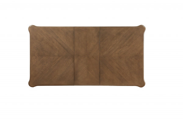 Homeroots 64" Brown Solid Wood Removable Leaf Trestle Base Dining Table  Wood 318936