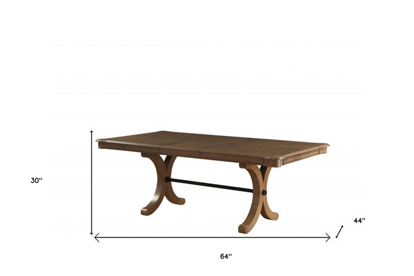 Homeroots 64" Brown Solid Wood Removable Leaf Trestle Base Dining Table  Wood 318936