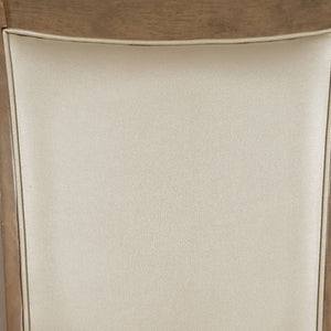 Homeroots Set Of Two Beige And Brown Upholstered Faux Leather Open Back Dining Side Chairs Beige Leatherette And Gray Oak Wood 318937