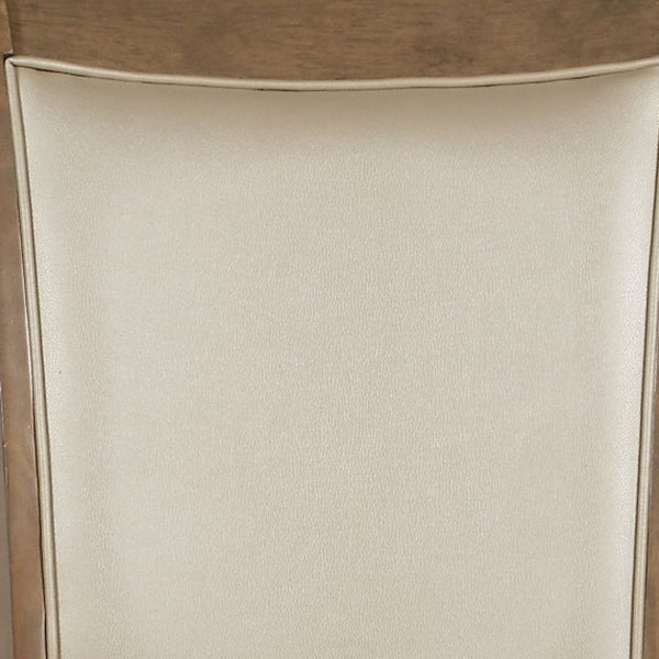 Homeroots Set Of Two Beige And Brown Upholstered Faux Leather Open Back Dining Side Chairs Beige Leatherette And Gray Oak Wood 318937