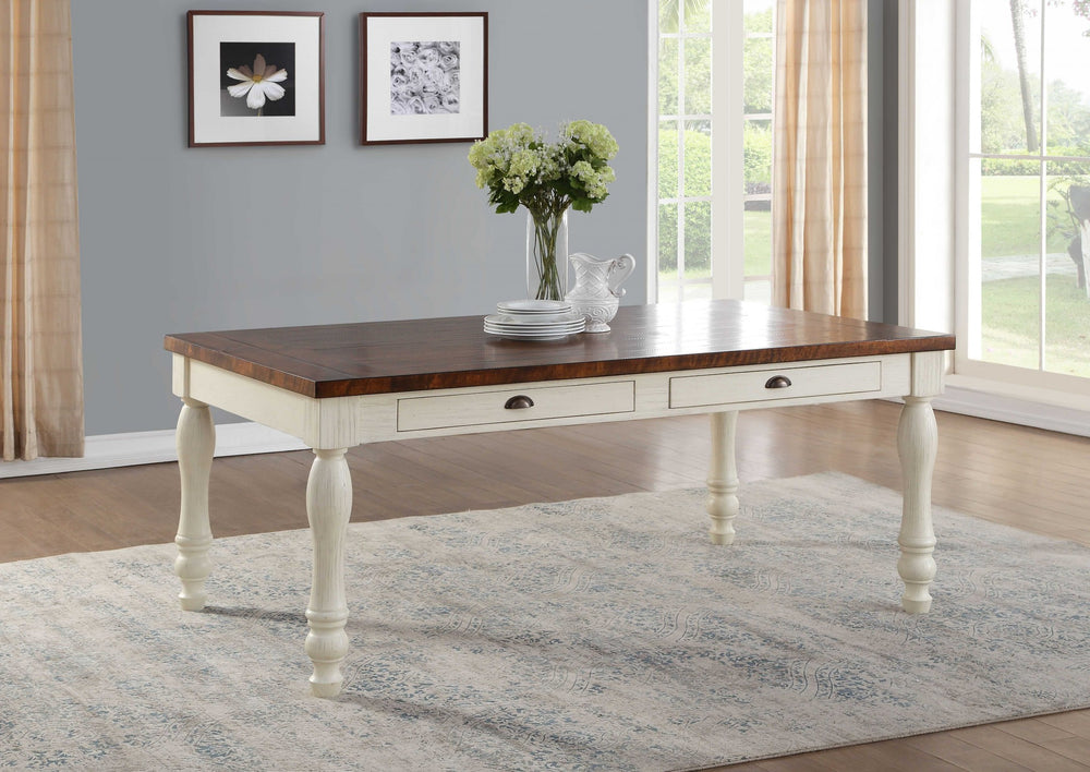 Homeroots 72" X 42" X 30" Walnut And White Washed Solid Wood Dining Table  Wood 318938