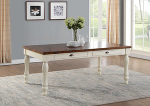 Homeroots 72" X 42" X 30" Walnut And White Washed Solid Wood Dining Table  Wood 318938