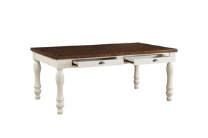 Homeroots 72" X 42" X 30" Walnut And White Washed Solid Wood Dining Table  Wood 318938