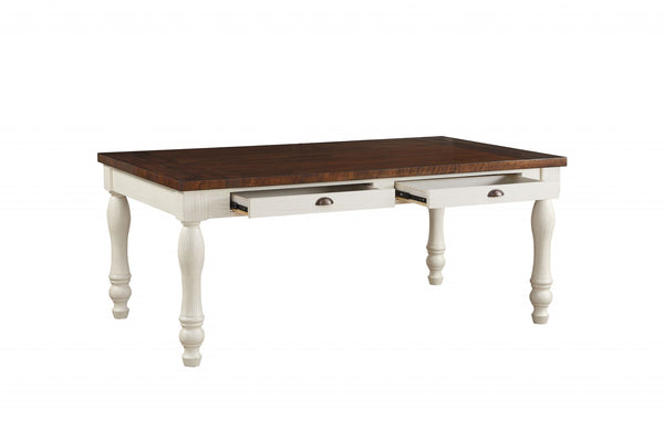 Homeroots 72" X 42" X 30" Walnut And White Washed Solid Wood Dining Table  Wood 318938