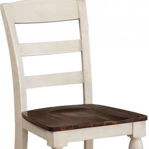 HomeRoots Set of Two Timeless Brown and White Ladder Back Dining Chairs for Stylish, Versatile Seating 318939