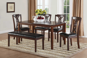Homeroots 60" X 36" X 30" 6pc Black Leatherette And Espresso Dining Set  Polyurethane Foam 318941