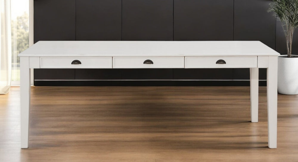 HomeRoots 78" White Solid Wood Dining Table – Stylish, Durable Centerpiece for Family Meals & Entertaining Guests 318942