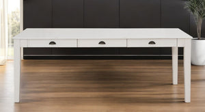 HomeRoots 78" White Solid Wood Dining Table – Stylish, Durable Centerpiece for Family Meals & Entertaining Guests 318942
