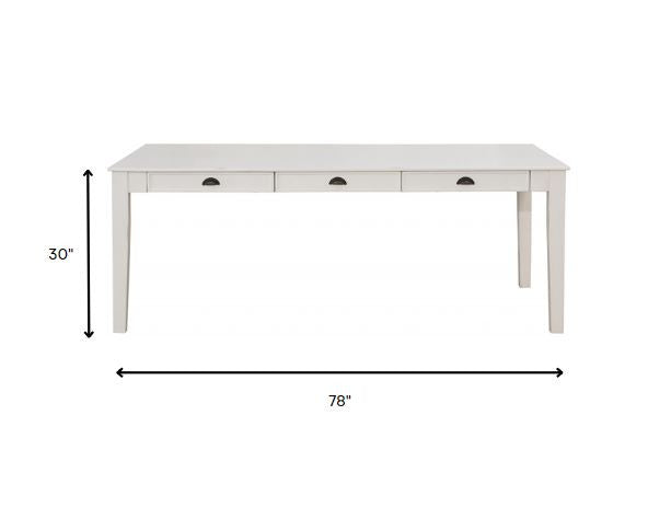 Homeroots 78" White Solid Wood Dining Table Antique White  318942