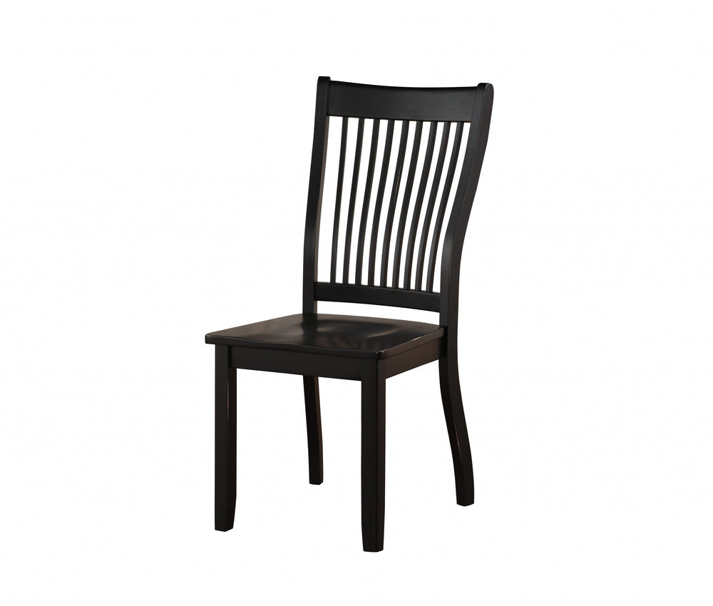Homeroots Set Of Two Black Wood Windsor Back Dining Side Chairs  Wood 318943