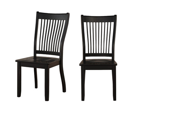 Homeroots Set Of Two Black Wood Windsor Back Dining Side Chairs  Wood 318943