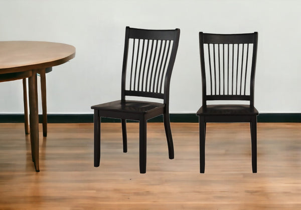 Homeroots Set Of Two Black Wood Windsor Back Dining Side Chairs  Wood 318943