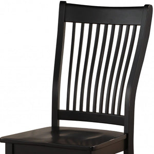 Homeroots Set Of Two Black Wood Windsor Back Dining Side Chairs  Wood 318943