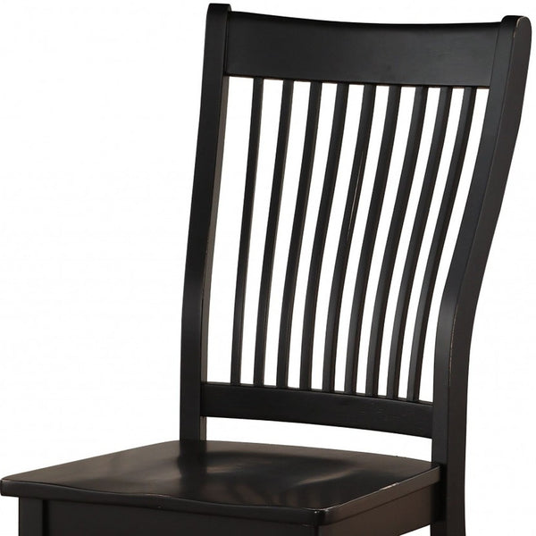 Homeroots Set Of Two Black Wood Windsor Back Dining Side Chairs  Wood 318943