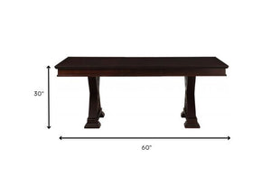 Homeroots 60" Espresso Solid Wood Pedestal Base Dining Table Espresso  318945
