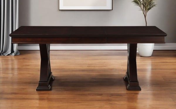 HomeRoots 60" Espresso Solid Wood Pedestal Base Dining Table – Modern Elegance with Double Pedestal Design 318945