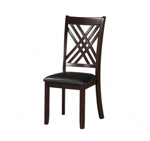 Homeroots Set Of Two Black Upholstered Faux Leather Cross Back Dining Side Chairs  Wood 318946