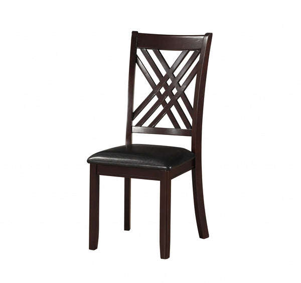 Homeroots Set Of Two Black Upholstered Faux Leather Cross Back Dining Side Chairs  Wood 318946