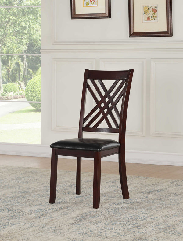 Homeroots Set Of Two Black Upholstered Faux Leather Cross Back Dining Side Chairs  Wood 318946